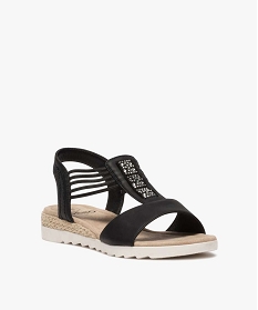 sandales a petit talon compense et brides elastiques femme noir vif sandales plates et nu-piedsA555601_2