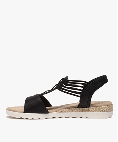 sandales a petit talon compense et brides elastiques femme noir vif sandales plates et nu-piedsA555601_3