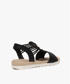 sandales a petit talon compense et brides elastiques femme noir vif sandales plates et nu-piedsA555601_4