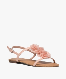 sandales femme a talon plat ornees de fleurs en tissu beige sandales plates et nu-piedsA556901_2