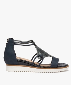 GEMO Sandales femme à talon compensé et semelle crantée bleu standard