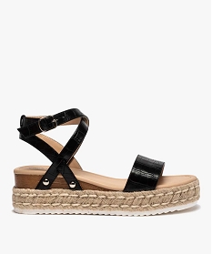 GEMO Sandales femme à semelle plateforme et larges brides croco noir standard
