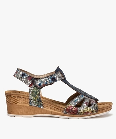 GEMO Sandales femme confort dessus multicolores finitions strass bleu standard