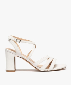 GEMO Sandales femme unies à haut talon carré et fines brides blanc standard
