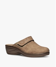 sabots confort femme dessus ajustable orne de strass brun mules et sabotsA570201_2