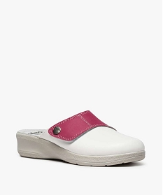 sabots confort femme dessus bicolore ajustable a scratch rose chine mules et sabotsA570401_2