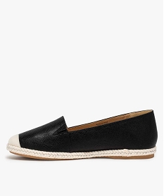 ballerines femme style espadrilles en toile brillante noirA571001_3