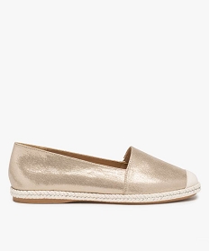 GEMO Ballerines femme style espadrilles en toile brillante dore