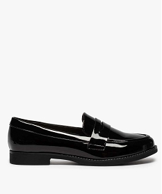 GEMO Mocassins femme vernis à talon plat style classique noir standard
