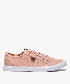 GEMO Baskets femme en toile unie avec détails contrastants Rose