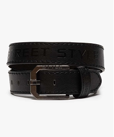 GEMO Ceinture homme en matière grainée avec inscription gravée noir standard