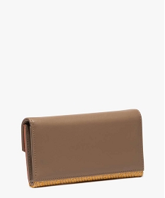 portefeuille femme multimatieres avec rabat pressionne beigeA607901_2