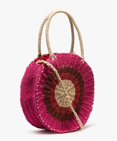 sac femme en paille forme ronde rose cabas - grand volumeA609801_2