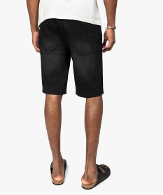 bermuda homme en jean stretch effet delave noir shorts en jeanA622201_3