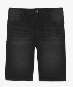 bermuda homme en jean stretch effet delave noir shorts en jeanA622201_4
