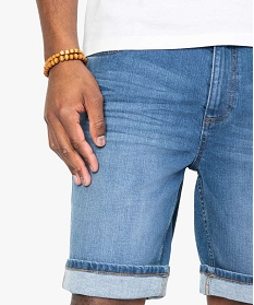 bermuda homme en jean stretch effet delave bleuA622501_2