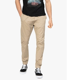 pantalon homme en toile avec taille et bas elastique beigeA624001_1