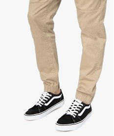 pantalon homme en toile avec taille et bas elastique beigeA624001_2