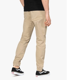 pantalon homme en toile avec taille et bas elastique beigeA624001_3