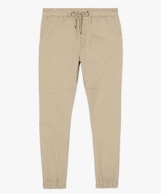 pantalon homme en toile avec taille et bas elastique beige pantalons de costumeA624001_4