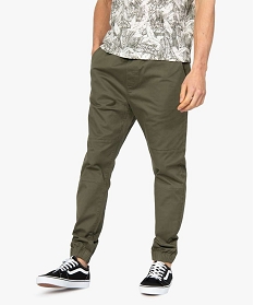 pantalon homme en toile avec taille et bas elastique vert pantalons de costumeA624101_2