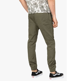 pantalon homme en toile avec taille et bas elastique vert pantalons de costumeA624101_4