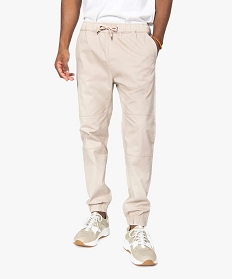 pantalon homme en toile avec taille et bas elastique beigeA624801_1