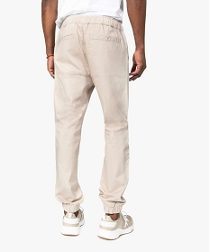 pantalon homme en toile avec taille et bas elastique beigeA624801_3