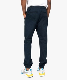 pantalon homme en toile avec taille et bas elastique bleu pantalons de costumeA624901_3