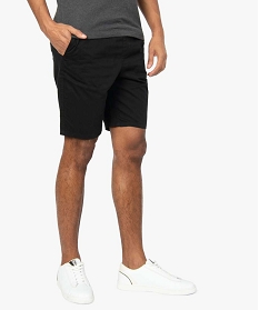 bermuda homme en toile a taille elastiquee noir shorts et bermudasA626201_1