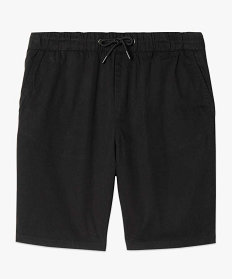 bermuda homme en toile a taille elastiquee noir shorts et bermudasA626201_4