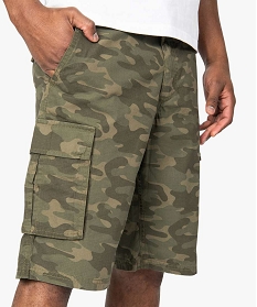 bermuda homme en toile fine a motif camouflage vert shorts et bermudasA627201_2