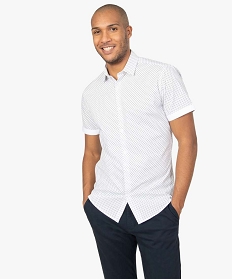chemise homme a manches courtes imprimee blanc chemise manches courtesA629001_2