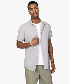 chemise homme a manches courtes en lin majoritaire gris chemise manches courtesA629301_1