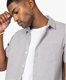 chemise homme a manches courtes en lin majoritaire gris chemise manches courtesA629301_2