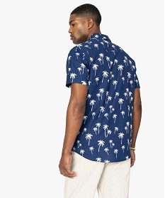 chemise homme a manches courtes imprime palmiers bleu chemise manches courtesA629501_3