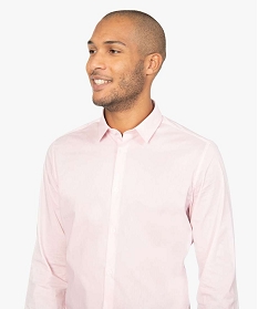 chemise unie coupe slim en coton stretch homme rose chemise manches longuesA630001_2