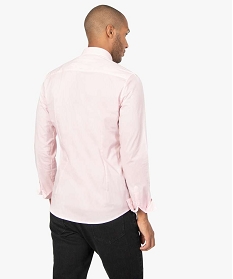 chemise homme unie coupe slim en coton stretch rose chemise manches longuesA630001_3