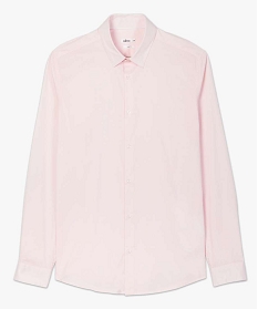 chemise homme unie coupe slim en coton stretch rose chemise manches longuesA630001_4