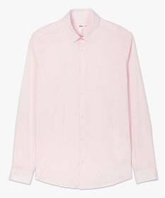 chemise unie coupe slim en coton stretch homme rose chemise manches longuesA630001_4