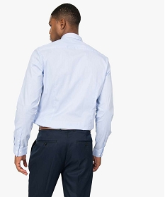 chemise homme rayee coupe slim en coton stretch bleu chemise manches longuesA630101_3