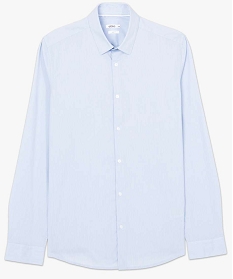 chemise homme rayee coupe slim en coton stretch bleu chemise manches longuesA630101_4