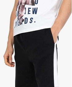 bermuda homme en maille extensible avec bandes contrastantes noir shorts et bermudasA632601_2