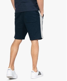 bermuda homme en maille extensible avec bandes contrastantes bleu shorts et bermudasA632701_3