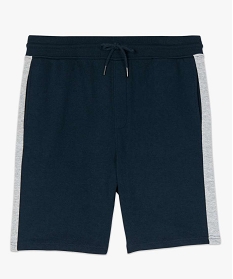 bermuda homme en maille extensible avec bandes contrastantes bleu shorts et bermudasA632701_4