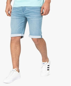 bermuda homme en jean extensible bleu shorts et bermudasA632901_1