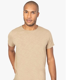 tee-shirt homme a manches courtes avec finitions roulottees brun tee-shirtsA640601_2