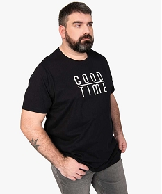 tee-shirt homme a manches courtes avec inscription noirA644201_1