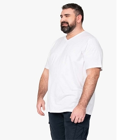 GEMO Tee-shirt homme à manches courtes et col V Blanc