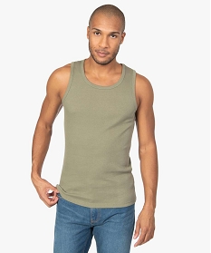 debardeur uni en maille cotelee homme vert tee-shirtsA647001_1